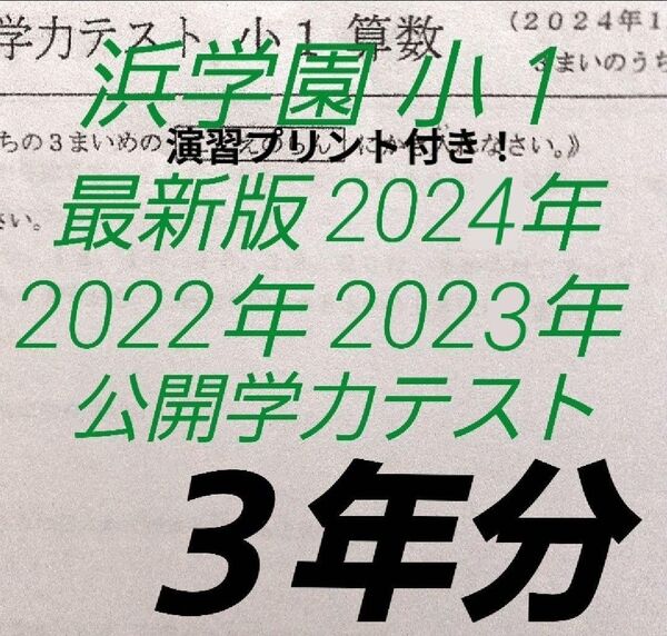 公開学力テスト 2022年、2023年、2024年度 浜学園 小1 3年分 国算