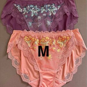 トリンプ プレミアム レッドレーベル TR0109 カーネーションの花 レギュラーショーツ 2枚/M ピンク&パープル