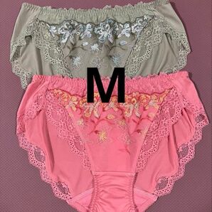 トリンプ プレミアム レッドレーベル TR0109 カーネーションの花 レギュラーショーツ 2枚/M ピンク&グリーン