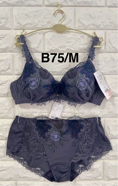 トリンプ プレミアム フロラーレ FL516 スウィート アネモネ 上下セット ダークグレー B75/M