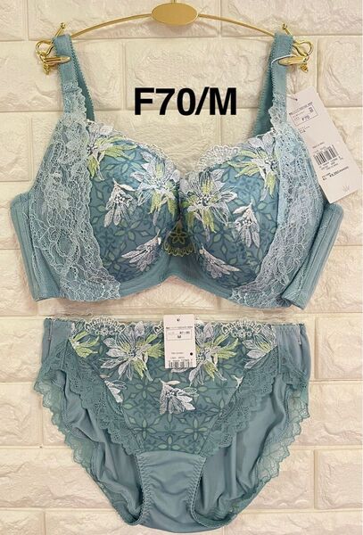 トリンプ プレミアム レッドレーベル 天使のブラ スリムライン TR0112 月光の女王 グリーン 上下セット F70/M