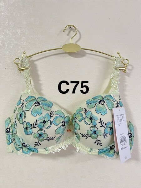 トリンプ プレミアム フロラーレ611 マグノリアの花 ブラジャー グリーン C75