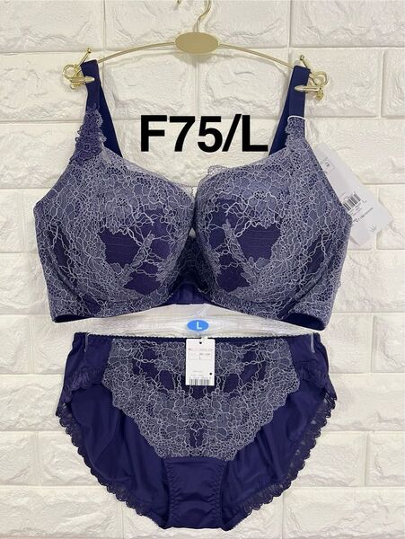 トリンプ 天使のブラ スリムライン TR614 上下セット ネイビー F75/L
