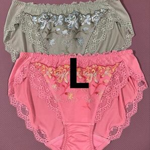 トリンプ プレミアム レッドレーベル TR0109 カーネーションの花 レギュラーショーツ 2枚/L ピンク&グリーン