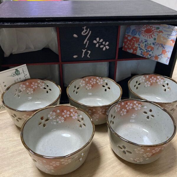 有田焼 花つづり 小鉢揃 5個セット 桜の模様 陶器