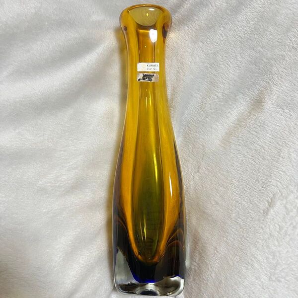 クラタクラフトグラス 花瓶 花器 一輪挿し フラワーベース 琥珀色 倉田 Kurata Craft Glass 上越クリスタル硝子