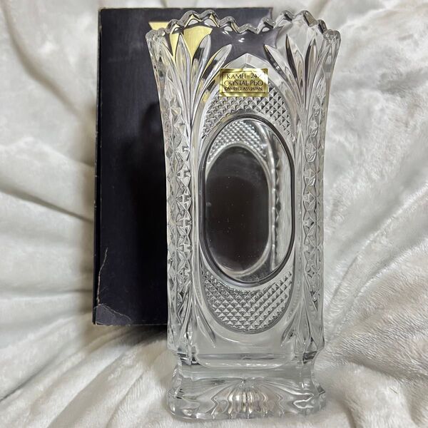 KAMEI GLASS クリスタル花瓶 フラワーベース カメイガラス 箱付き KAMEI 24% CRYSTAL Pbo 花器