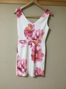 C7655*RIENDA*S размер * белый & розовый большой цветочный принт безрукавка туника * платье 