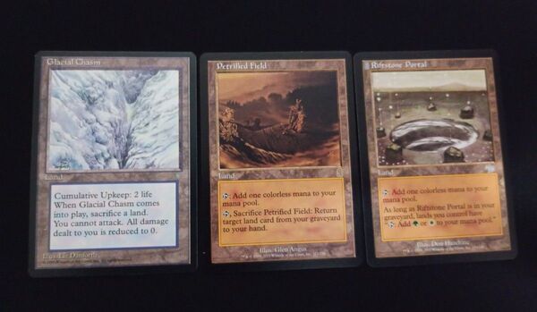 MTG 石化した原野 Glacial Chasm 裂け岩の扉 英 3枚セット