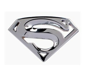 ●ムービー・マスター スーパーマン ロゴ 金属製 アルミ フィギュア 車 カー ステッカー シルバー (送料無料) 当日発送