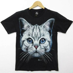 【送料無料/新品】Caballo 半袖Tシャツ かわいい猫デザイン キャット ブルーアイ メンズMサイズ レディースLサイズ 男女兼用 ■L18155SSA18