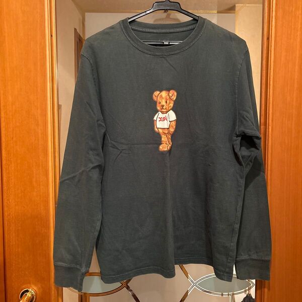 X-girl クマプリント ダークグリーン長袖Tシャツ