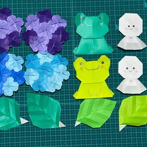 折り紙 紫陽花 カエル てるてる坊主 カタツムリ