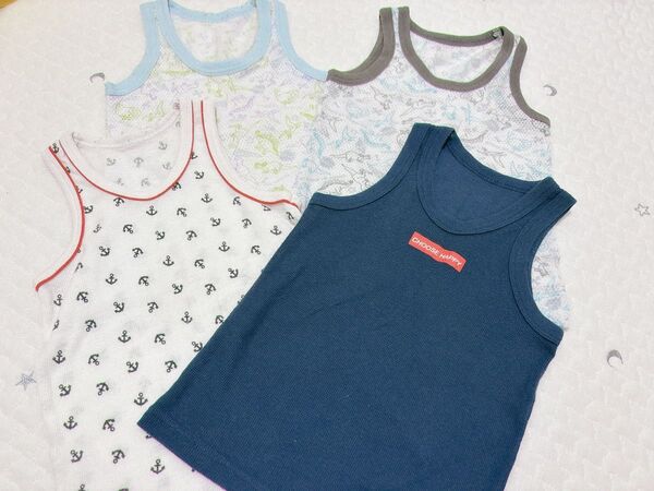 タンクトップ 肌着 キャミソール 下着 キッズ 4枚セット 夏物 男の子服 100cm インナー