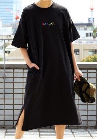 フリークスストア KANGOL カラフルロゴ刺繍 ロングTシャツ ロングワンピース