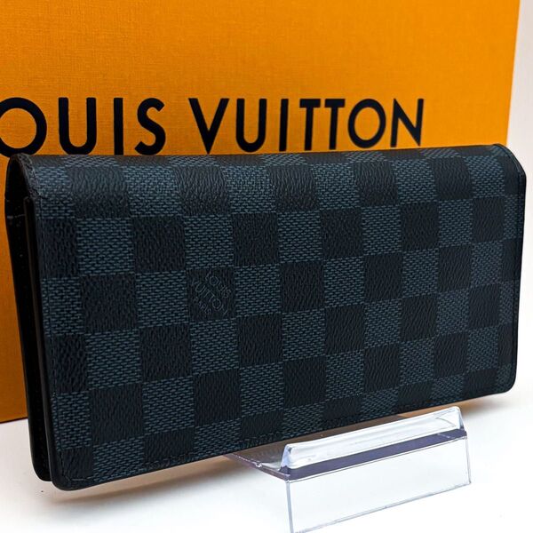 【極美品】ルイヴィトン LOUIS VUITTON ポルトフォイユ ブラザ ダミエ コバルト 二つ折り財布 長財布 お札入れ
