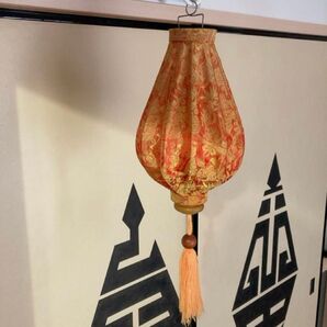 アジアン雑貨 ランタン インテリア 布製 提灯 タッセル付き