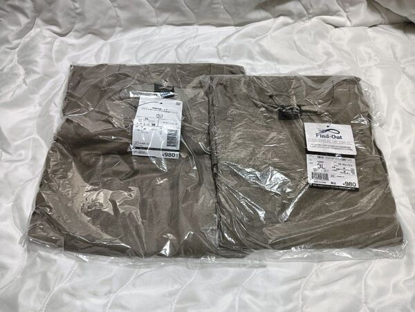 ワークマン Find out 持続冷感−1℃コットンオーバーサイズ長袖Tシャツ 3L グレージュ 2枚セット