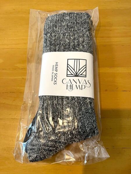 CANVAS HEMP ヘンプリブクルーソックス2足組 ミックスグレー・黒 25-27センチ 麻綿 ざっくり
