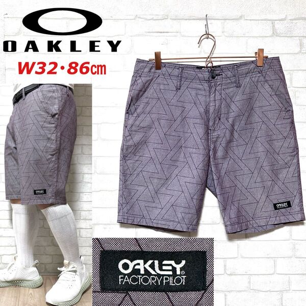 OAKLEY 総柄 シャンブレー生地 速乾 春夏 ショートパンツ ハーフパンツ