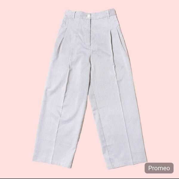 チェック柄 センタープレスワイドパンツ ベージュ系【美品】