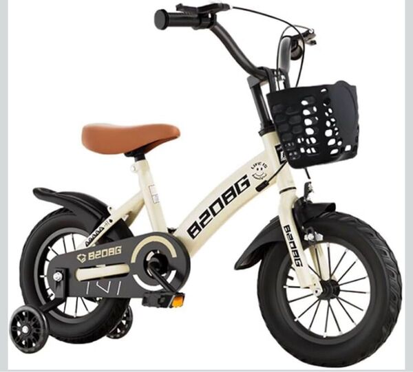自転車 14インチ ベージュ 子供用自転車 子ども用自転車 幼児 かご付き 補助輪