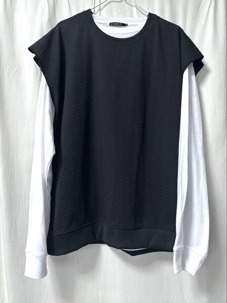 新品未使用2枚セット2way 重ね着ロングTシャツ ノースリーブカットソー