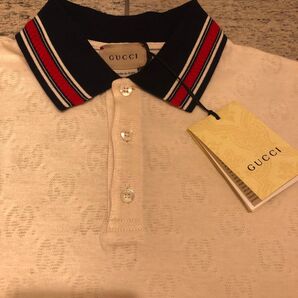 【新品未使用タグ付き】2023SS 大人も着られる GUCCIブランドジャガードポロシャツ 超レア 希少品 GUCCIロゴ 半袖