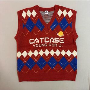 CATCASE アーガイル柄ニットベスト レッド 古着