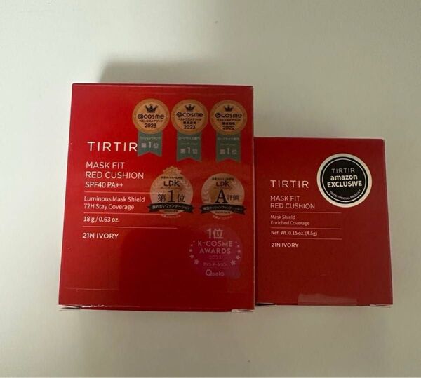 TIRTIRマスクフィットクッションレッド21N アイボリー 通常サイズ(18g)とミニサイズ(4.5g)
