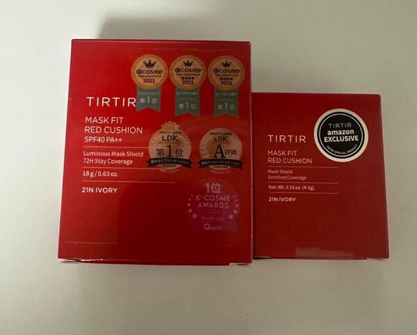 TIRTIRマスクフィットクッションレッド21N アイボリー 通常サイズ(18g)とミニサイズ(4.5g)