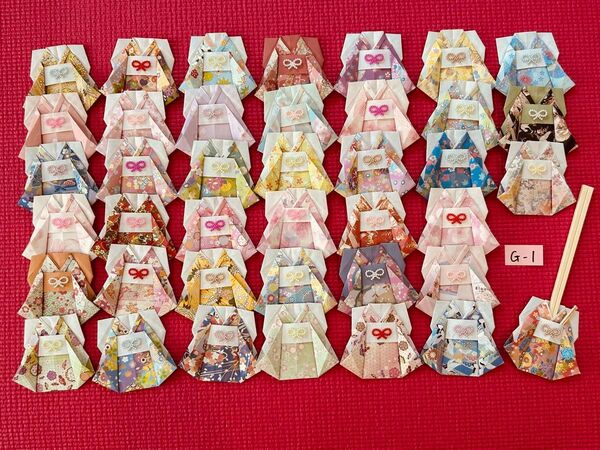 ハンドメイド お箸入れ/箸袋/和柄/年始/着物型/パーツ付き G-1