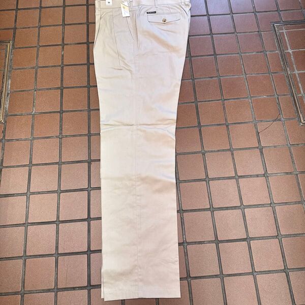 新品 梅春 チノパン カジュアル ゴルフ ビジネス スラックス サイズ 94cm 2タック 綿 100% 日本製品 アイボリー色