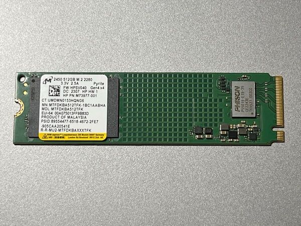 【1698時間】Micron SSD 512GB 2450 M.2 2280 NVMe PCle 高速モデル