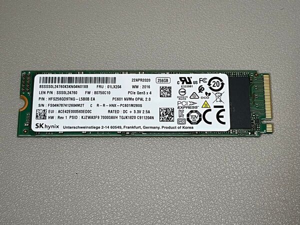 【4536時間】SK hynix SSD 256GB PC601 M.2 2280 NVMe