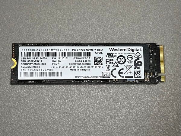 【6789時間】Western Digital SSD 256GB PC SN730 M.2 2280 NVMe 高速モデル