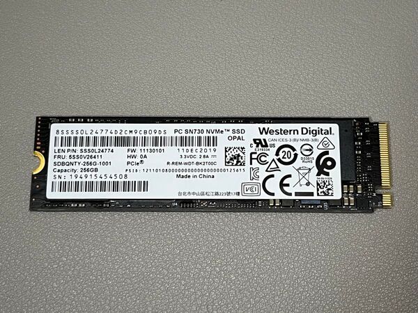 【6670時間】Western Digital SSD 256GB PC SN730 M.2 2280 NVMe 高速モデル