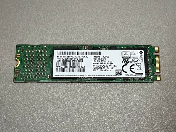 【2727時間】SAMSUNG SSD 128GB PM871b MZ-NLN128C M.2 2280 SATA