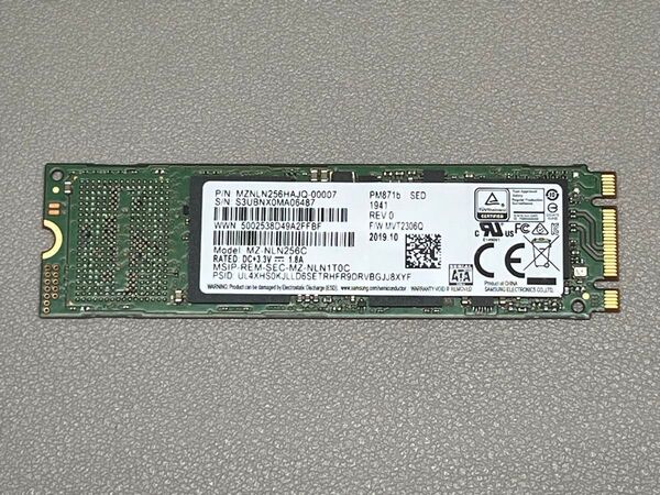 【3326時間】SAMSUNG SSD 256GB PM871b MZ-NLN256C M.2 2280 SATA