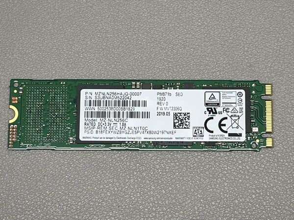 【8253時間】SAMSUNG SSD 256GB PM871b MZ-NLN256C M.2 2280 SATA