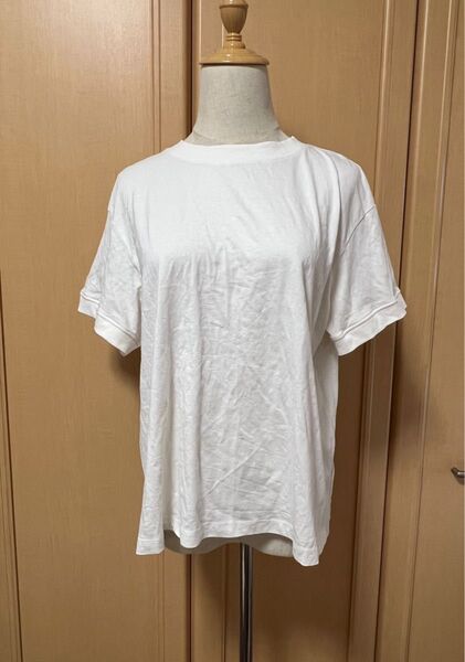 Tシャツ 半袖 ホワイト カットソー 無地 シンプル トップス M m 夏服 レディース カジュアル オフホワイト きなり