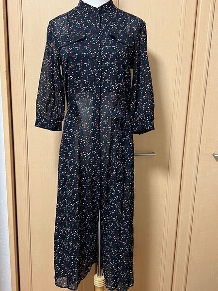 ワンピース シアー シースルー ロングワンピース 総柄 長袖 レディース 春服 夏服 カーディガン 7分袖 七分袖