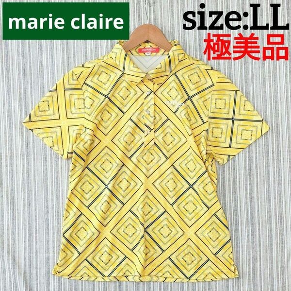 ★極美品★マリクレール*ポロシャツ*黄色*ゴルフウェア*LL