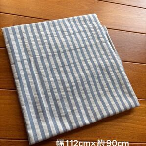 綿ストライプ 綿生地 ブルー×薄水色 幅112cm×約90cm