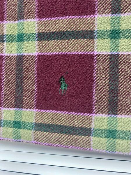 夏の冷房対策にも POLO RALPH LAUREN チェック柄 ブランケット レッド 秋冬には膝掛けとしても