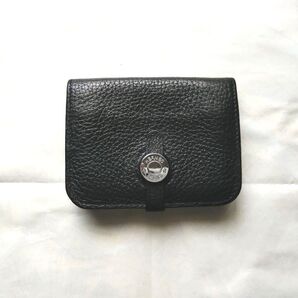 名刺ガード入れ 三つ折り財布 ブラック レザー
