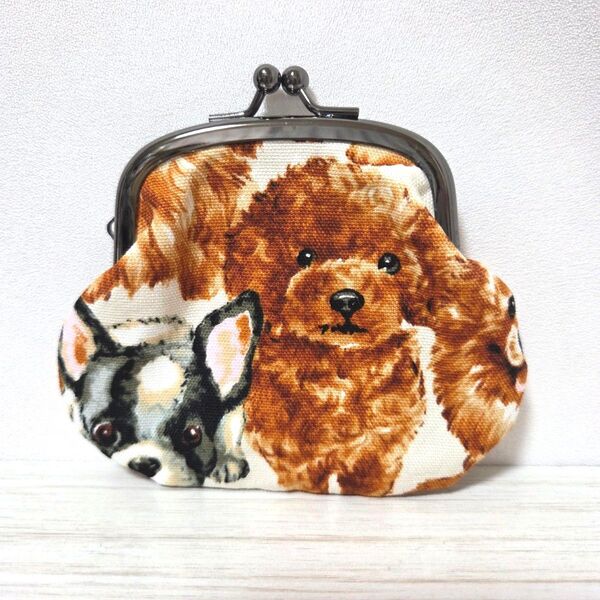 ハンドメイド がま口 小銭入れ 小物入れ ミニ財布 財布 トイプードル チワワ 犬 わんこ