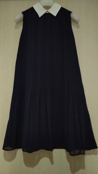 130 140 ノースリーブ ワンピース 紺 白襟 バックリボン ポンポネット ジュニア pomponette junior SS