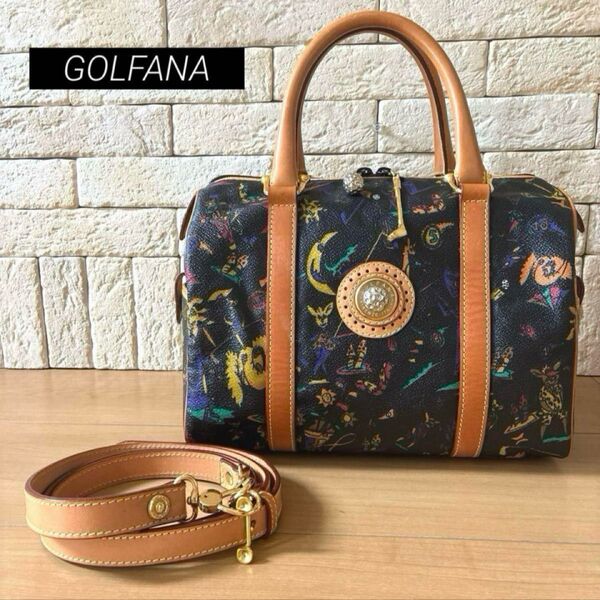 GOLFANA ボストン型ハンドバッグ 2wayショルダー made in ITALY