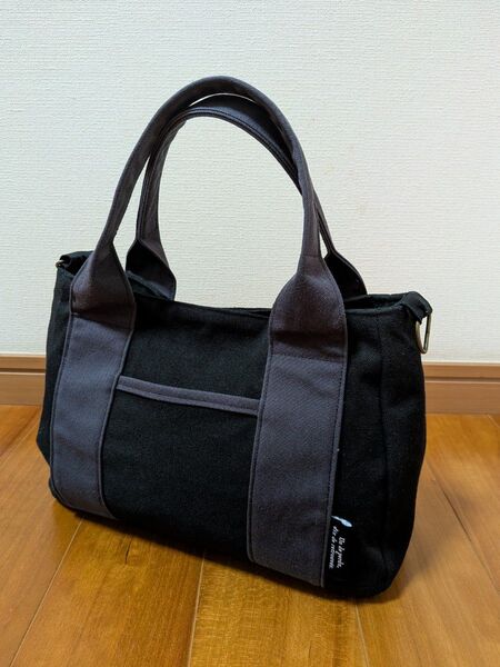 【美品】丸型トートバック*黒×ダークパープル ハンドメイド